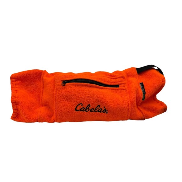 Cabela’s Blaze Orange Fleece Hand Muff Hunting Warmer Pouch Zip Pocket - Picture 1 of 8